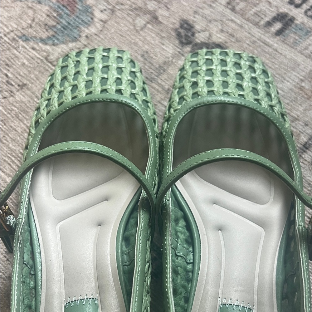 Franco Sarto Green Woven Mary Jane Flats - Picture 7 of 10